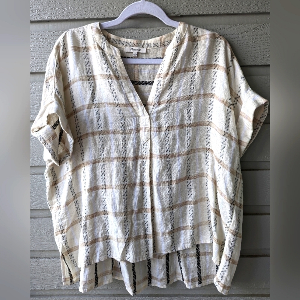 Madewell Lightspun Lakeline Popover In Jacquard Stripe Women's Size Small